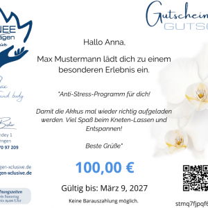 Massage Gutschein mit persönlicher Nachricht